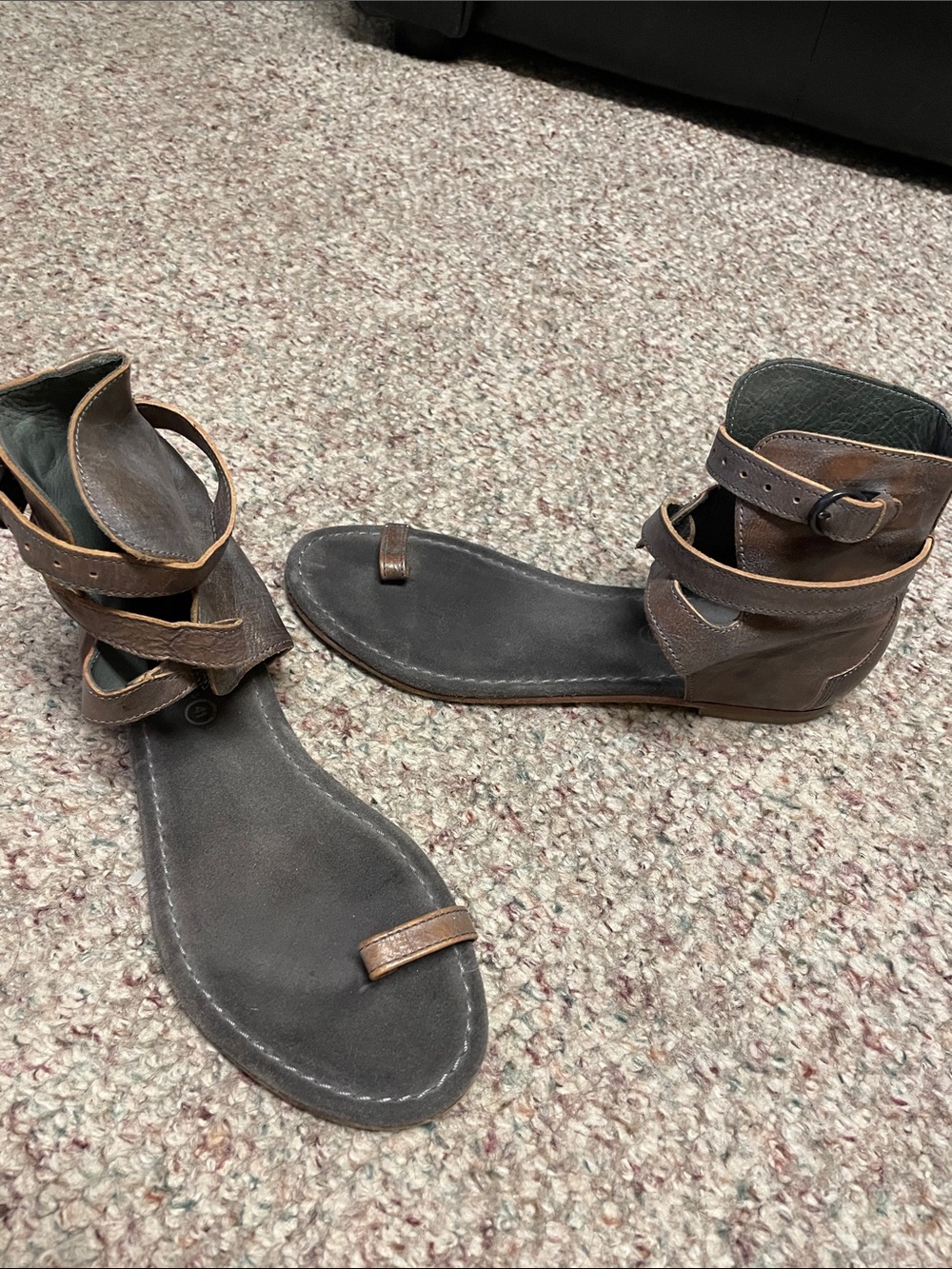 All saints leather wrap ankle strap thong toe sandals - like new